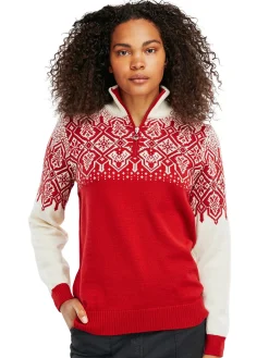 Dale of Norway Half-Zip^Winterland Women's Merino Wool Sweater Raspberry