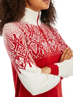 Dale of Norway Half-Zip^Winterland Women's Merino Wool Sweater Raspberry